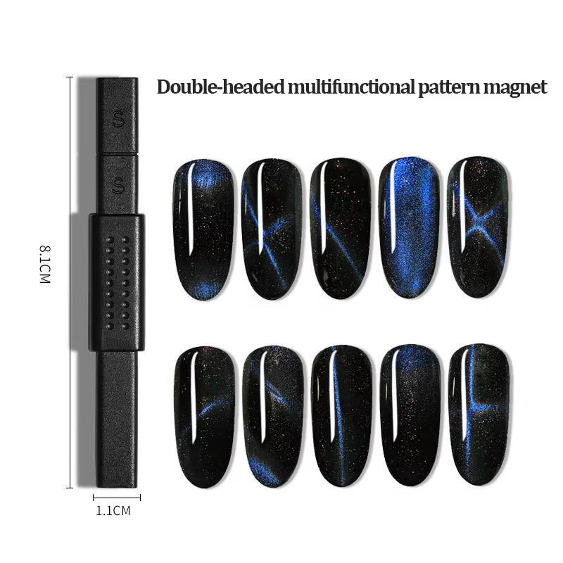 Dual-Ended Magnetic Stick for 3D Cat Eye UV Gel Polish - Multi-Functional Nail Art Tool for Manicuring and DIY Designs