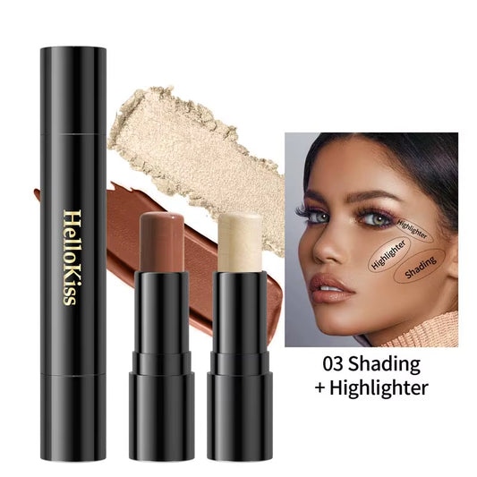 Dual-Ended Foundation and Highlighter Contour Stick - Long-Lasting Concealer Makeup Tool