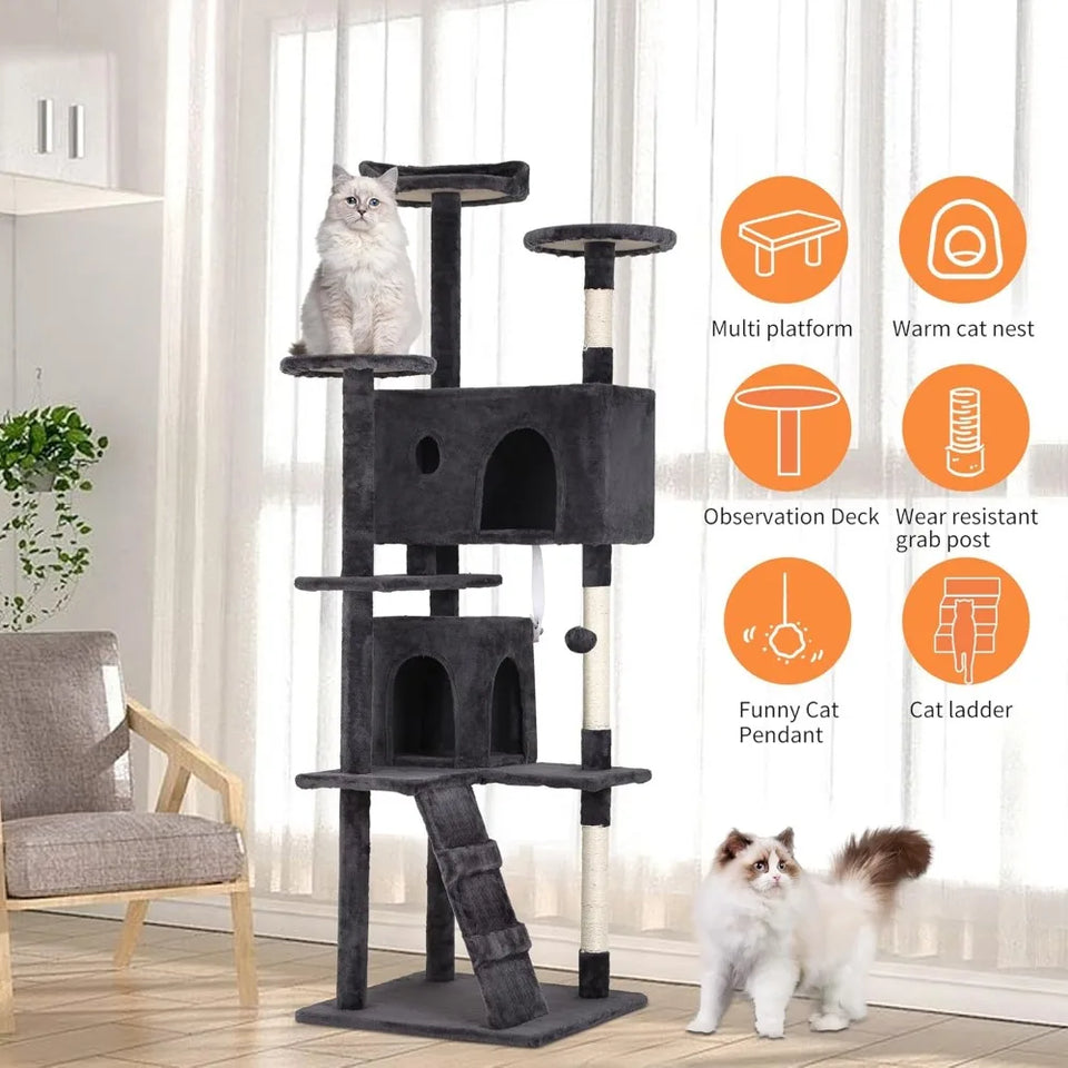 Cat Tree Tower – Multi-Level Furniture Activity Center with Grab Post