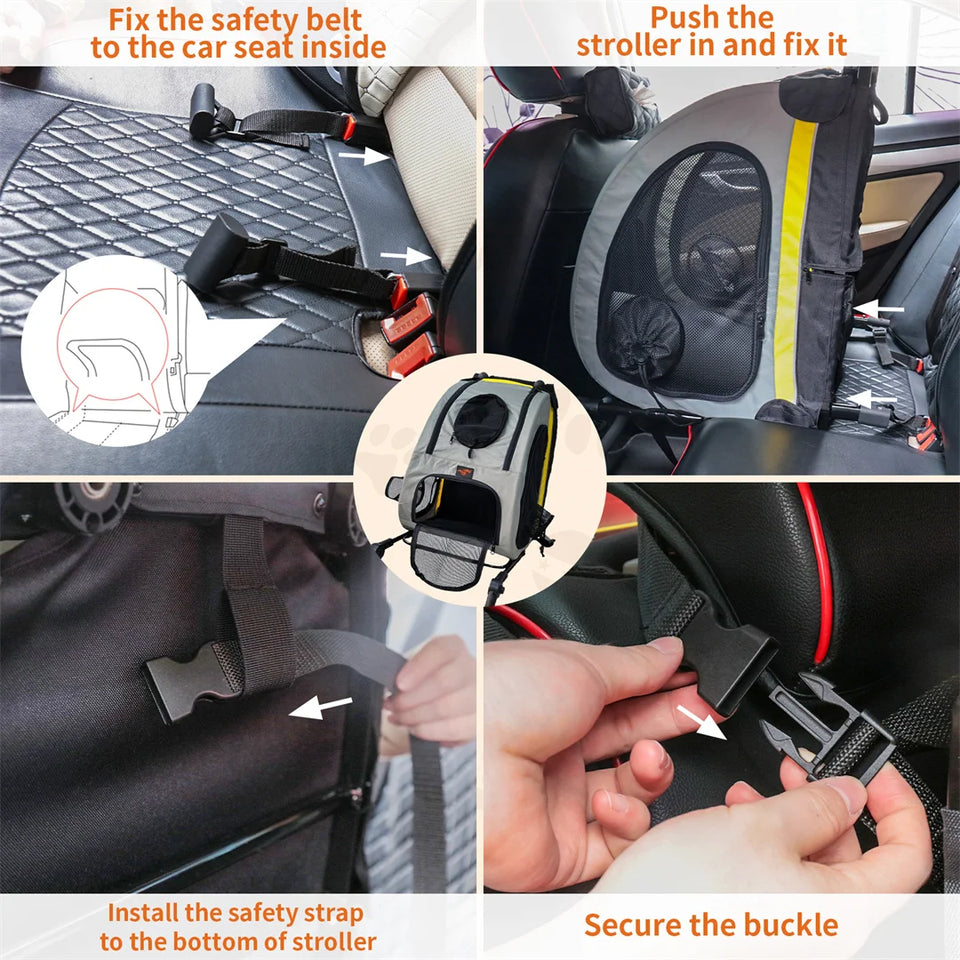 2-in-1 Portable Pet Travel Stroller and Car Seat Carrier for Small Dogs and Cats