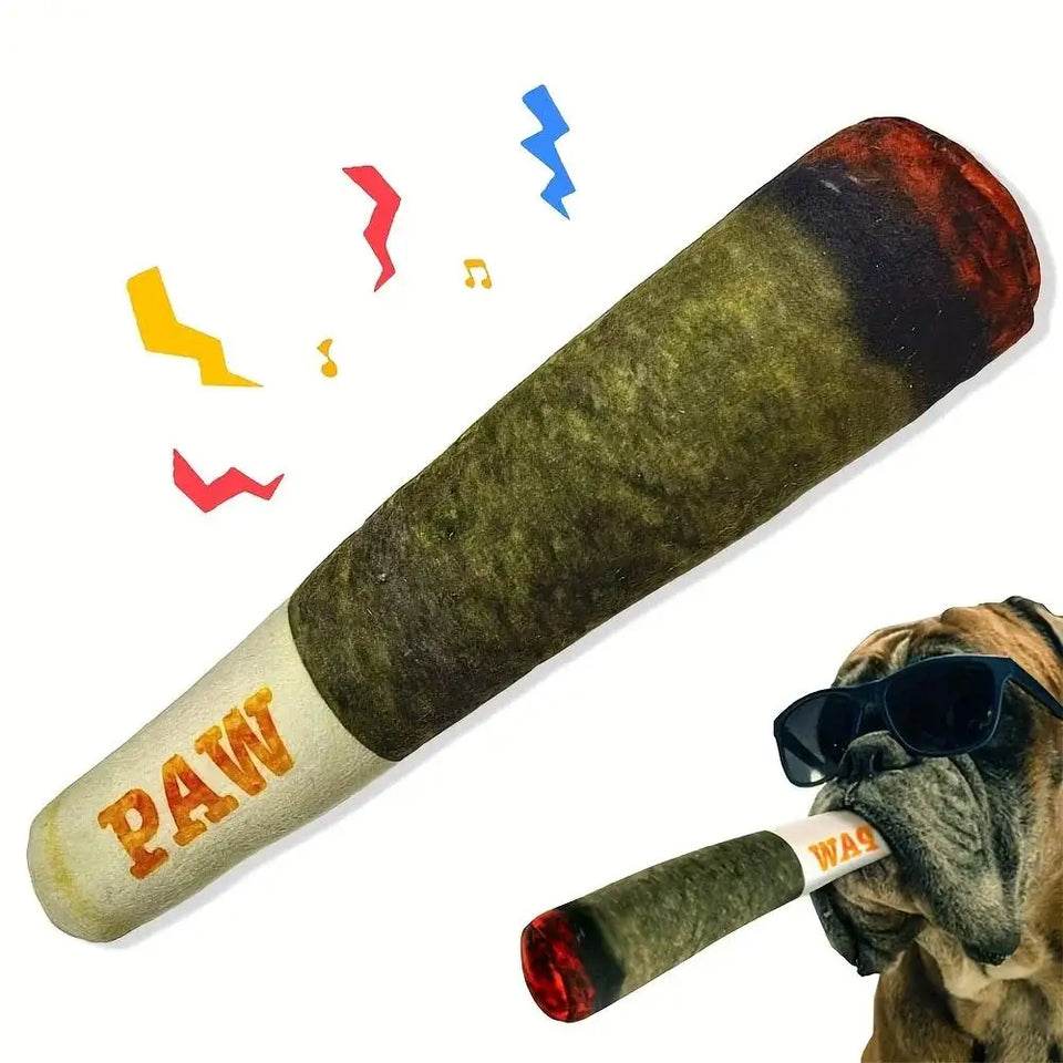 Interactive Dog Cigar Plush Squeaky Toy