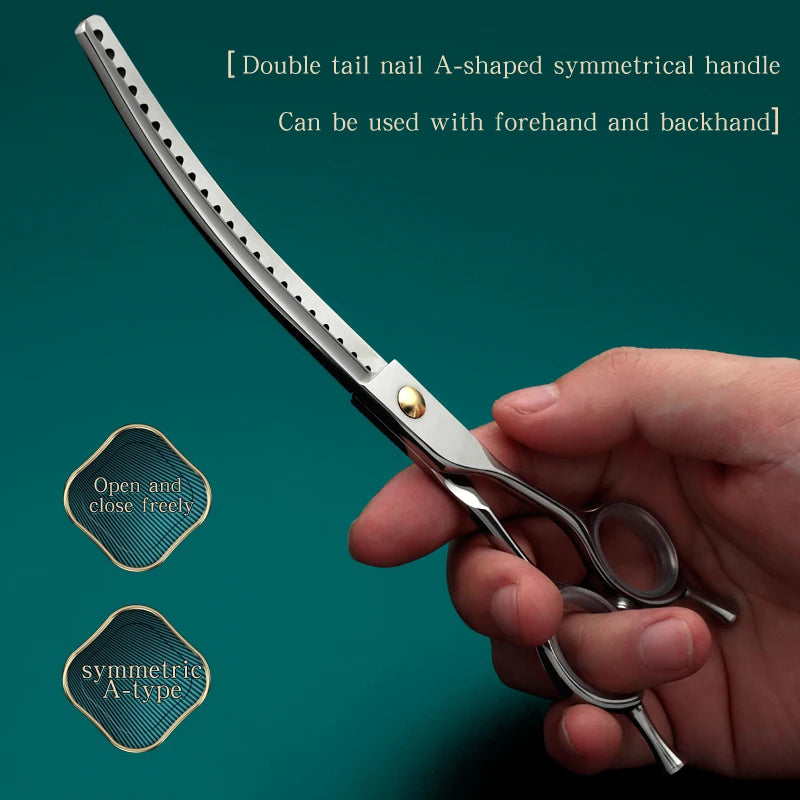 Refinement Curved Fish Bone Pet Grooming Thinning Scissors