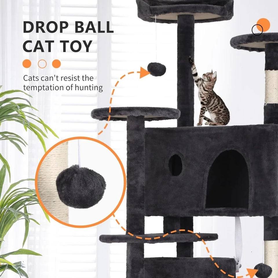 Cat Tree Tower – Multi-Level Furniture Activity Center with Grab Post