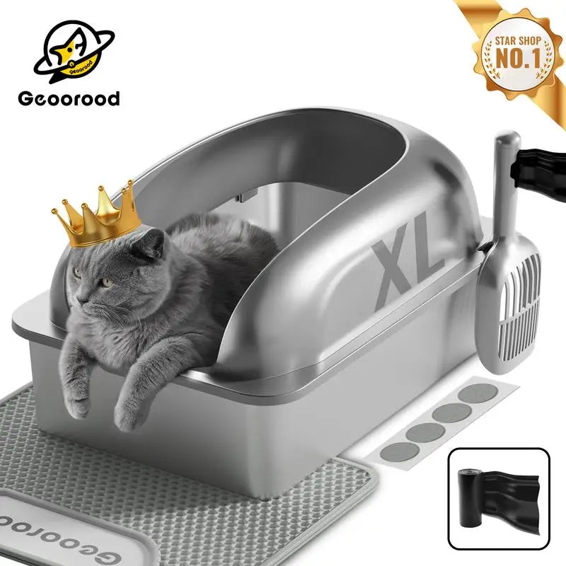 GeoOrood XXL Stainless Steel Cat Litter Box