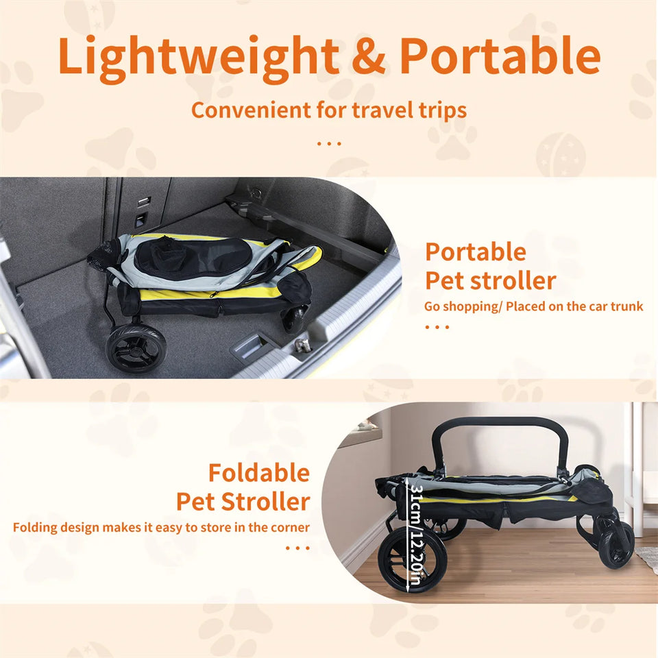 2-in-1 Portable Pet Travel Stroller and Car Seat Carrier for Small Dogs and Cats