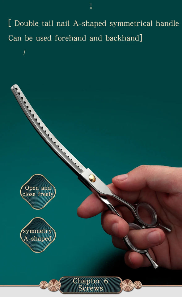 Refinement Curved Fish Bone Pet Grooming Thinning Scissors