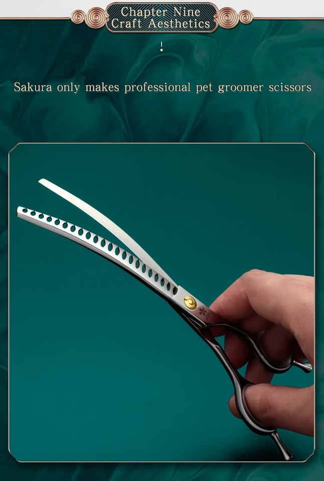 Refinement Curved Fish Bone Pet Grooming Thinning Scissors