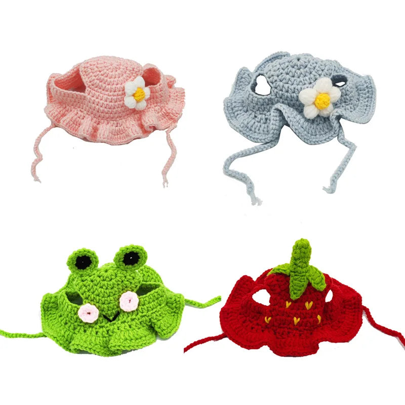 Autumn Winter Cat Hat – Elastic Knitted Pet Hat for Puppies and Kittens