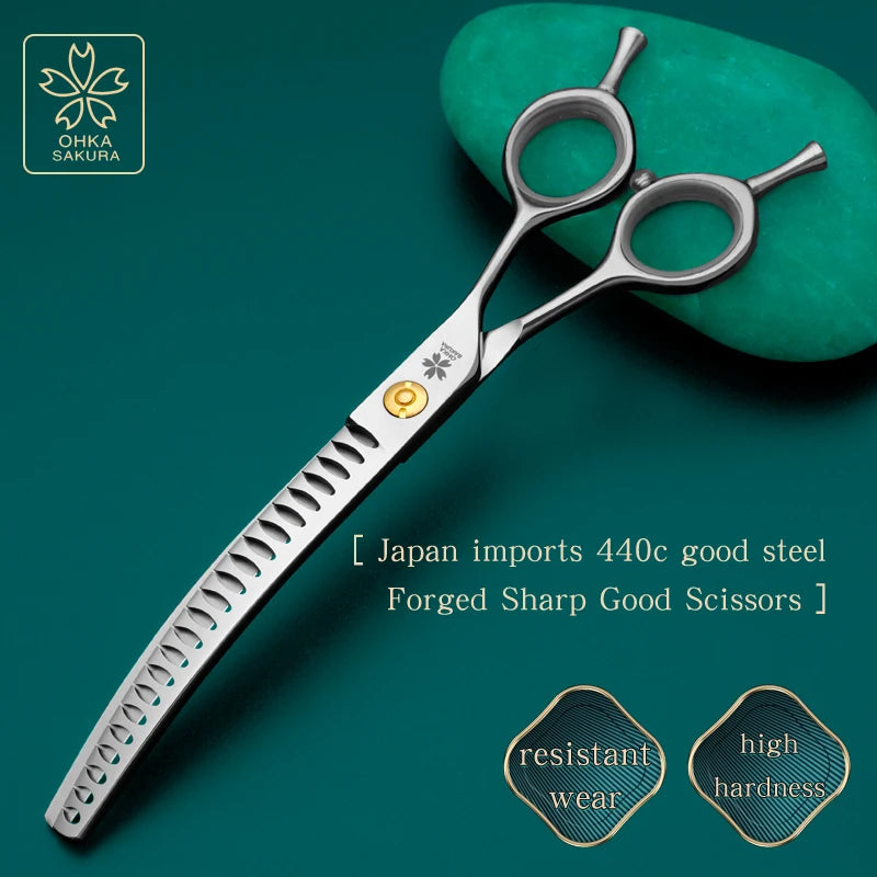 Refinement Curved Fish Bone Pet Grooming Thinning Scissors