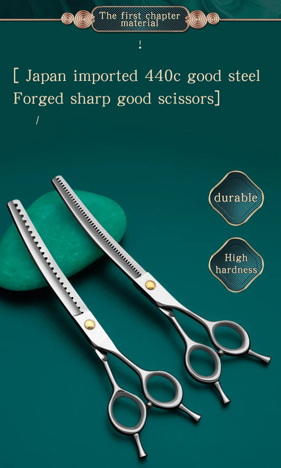 Refinement Curved Fish Bone Pet Grooming Thinning Scissors