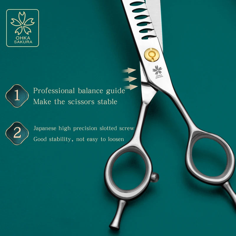 Refinement Curved Fish Bone Pet Grooming Thinning Scissors