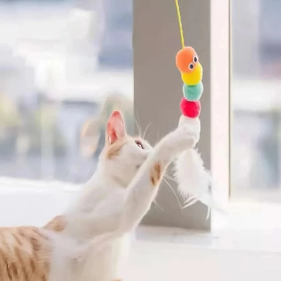 Feather Ball Caterpillar Cat Toy – Product Description