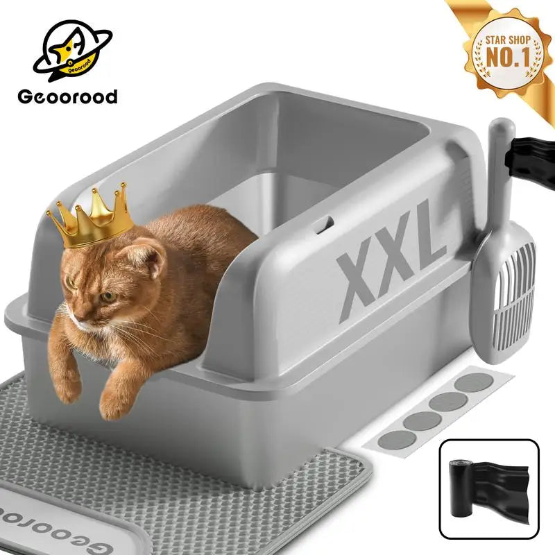 GeoOrood XXL Stainless Steel Cat Litter Box