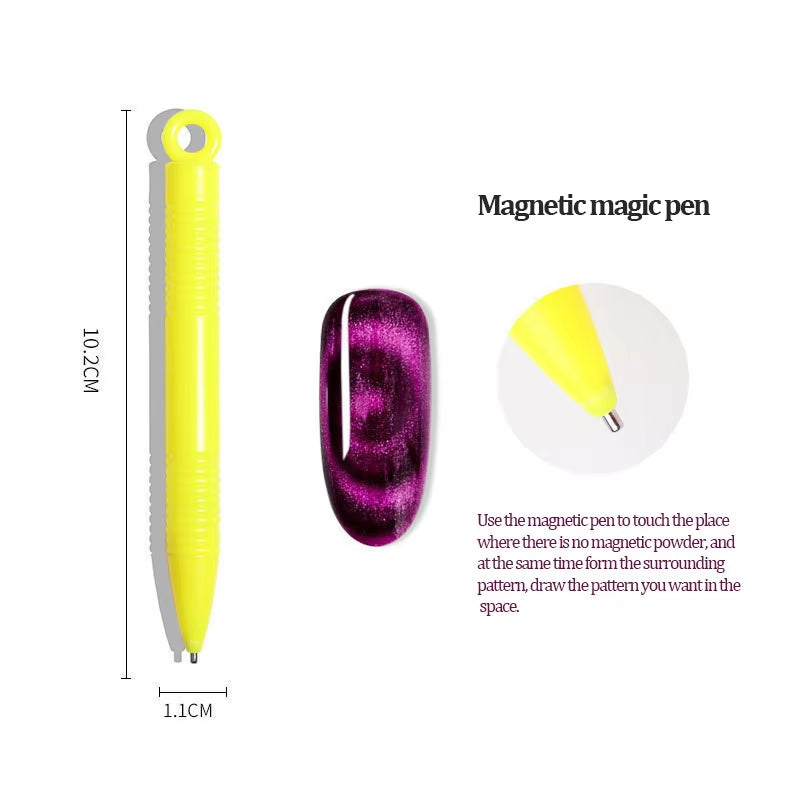 Dual-Ended Magnetic Stick for 3D Cat Eye UV Gel Polish - Multi-Functional Nail Art Tool for Manicuring and DIY Designs